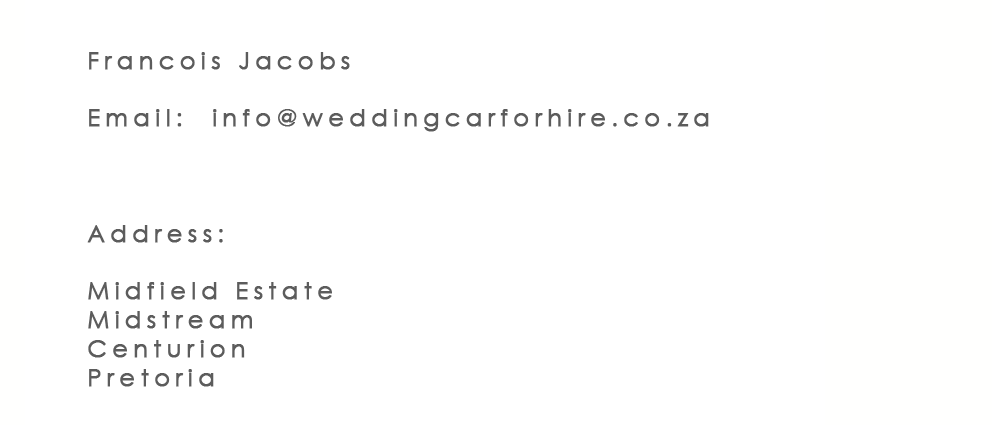 Wedding car for hire in pretoria and Johannebsurg